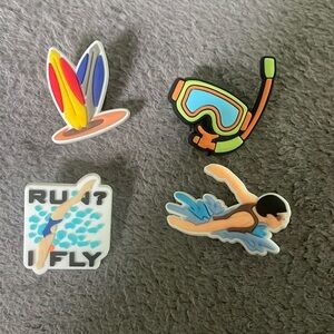 Swim surf snorkel dive Croc charms new set of 4